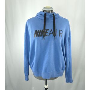Women's Blue Nike Air Cowl Neck Hoodie‎ Sweatshirt Size Small Black Logo